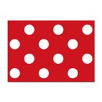 Polka Dots - White on Fire Engine Red Sticker A4 (10 pack)