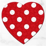 Polka Dots - White on Fire Engine Red Jigsaw Puzzle (Heart)