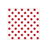 Polka Dots - Fire Engine Red on White Satin Bandana Scarf