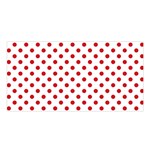 Polka Dots - Fire Engine Red on White Satin Shawl