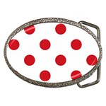 Polka Dots - Fire Engine Red on White Belt Buckle
