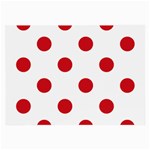 Polka Dots - Fire Engine Red on White Large Glasses Cloth (2 Sides)