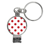 Polka Dots - Fire Engine Red on White Nail Clippers Key Chain