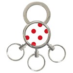 Polka Dots - Fire Engine Red on White 3-Ring Key Chain