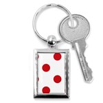 Polka Dots - Fire Engine Red on White Key Chain (Rectangle)