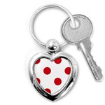 Polka Dots - Fire Engine Red on White Key Chain (Heart)