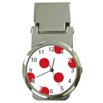 Polka Dots - Fire Engine Red on White Money Clip Watch