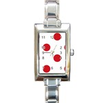 Polka Dots - Fire Engine Red on White Rectangle Italian Charm Watch