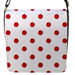Polka Dots - Fire Engine Red on White Flap Closure Messenger Bag (S)