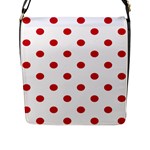 Polka Dots - Fire Engine Red on White Flap Closure Messenger Bag (L)