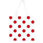 Polka Dots - Fire Engine Red on White Grocery Light Tote Bag