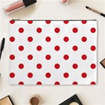Polka Dots - Fire Engine Red on White Cosmetic Bag (XL)