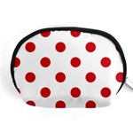 Polka Dots - Fire Engine Red on White Accessory Pouch (Medium)