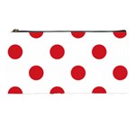 Polka Dots - Fire Engine Red on White Pencil Case