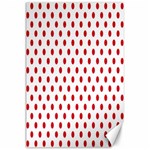 Polka Dots - Fire Engine Red on White Canvas 24  x 36 