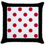 Polka Dots - Fire Engine Red on White Throw Pillow Case (Black)
