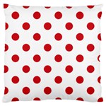 Polka Dots - Fire Engine Red on White Large Cushion Case (Two Sides)