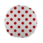 Polka Dots - Fire Engine Red on White Standard 15  Premium Round Cushion