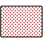 Polka Dots - Fire Engine Red on White Fleece Blanket (Large) (One Side)