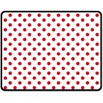 Polka Dots - Fire Engine Red on White Fleece Blanket (Medium) (One Side)