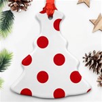 Polka Dots - Fire Engine Red on White Ornament (Christmas Tree)
