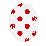 Polka Dots - Fire Engine Red on White Ornament (Bell) Ornament (Oval Filigree)