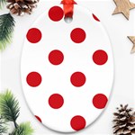 Polka Dots - Fire Engine Red on White Ornament (Oval)