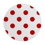 Polka Dots - Fire Engine Red on White Round Ornament (Two Sides)
