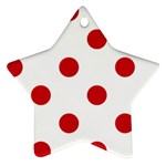 Polka Dots - Fire Engine Red on White Ornament (Star)