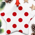 Polka Dots - Fire Engine Red on White Star Ornament (Two Sides)