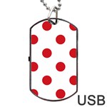 Polka Dots - Fire Engine Red on White Dog Tag USB Flash (One Side)