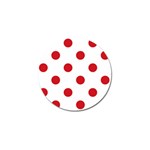 Polka Dots - Fire Engine Red on White Golf Ball Marker