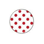 Polka Dots - Fire Engine Red on White Hat Clip Ball Marker (4 pack)