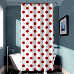 Polka Dots - Fire Engine Red on White Shower Curtain 36  x 72  (Stall)