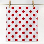 Polka Dots - Fire Engine Red on White Face Towel