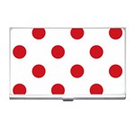 Polka Dots - Fire Engine Red on White Business Card Holder