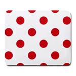 Polka Dots - Fire Engine Red on White Large Mousepad