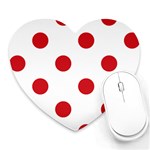 Polka Dots - Fire Engine Red on White Heart Mousepad