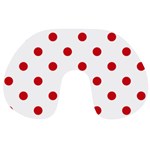 Polka Dots - Fire Engine Red on White Travel Neck Pillow