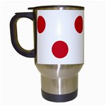 Polka Dots - Fire Engine Red on White Travel Mug (White)