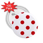 Polka Dots - Fire Engine Red on White 2.25  Button (100 pack)