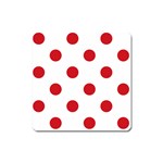 Polka Dots - Fire Engine Red on White Magnet (Square)