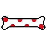 Polka Dots - Fire Engine Red on White Magnet (Dog Bone)