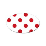 Polka Dots - Fire Engine Red on White Sticker Oval (100 pack)