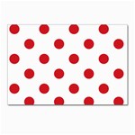 Polka Dots - Fire Engine Red on White Postcard 5  x 7 
