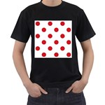 Polka Dots - Fire Engine Red on White Men s T-Shirt (Black)