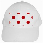Polka Dots - Fire Engine Red on White White Cap