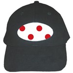 Polka Dots - Fire Engine Red on White Black Cap