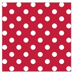 Polka Dots - White on Cardinal Red Large Satin Scarf (Square)