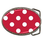 Polka Dots - White on Cardinal Red Belt Buckle
